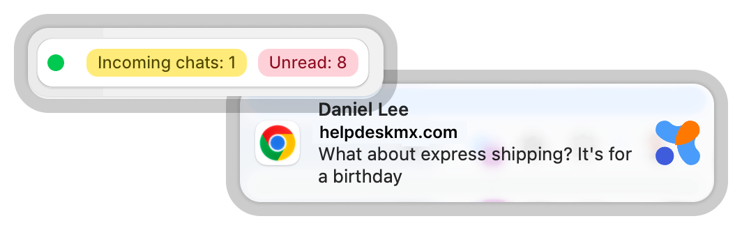 live chat message indicators
