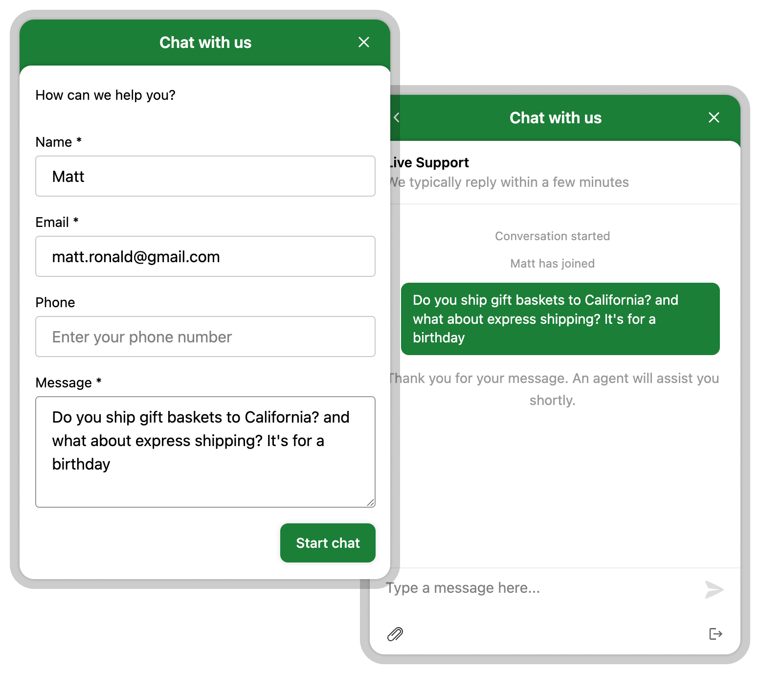 pre-chat forms