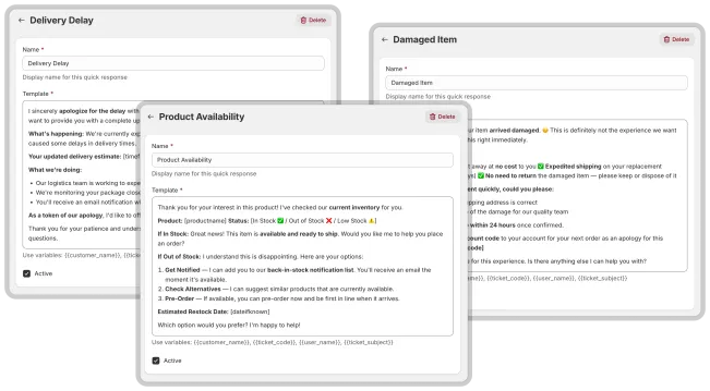 Pre-Written Support Responses