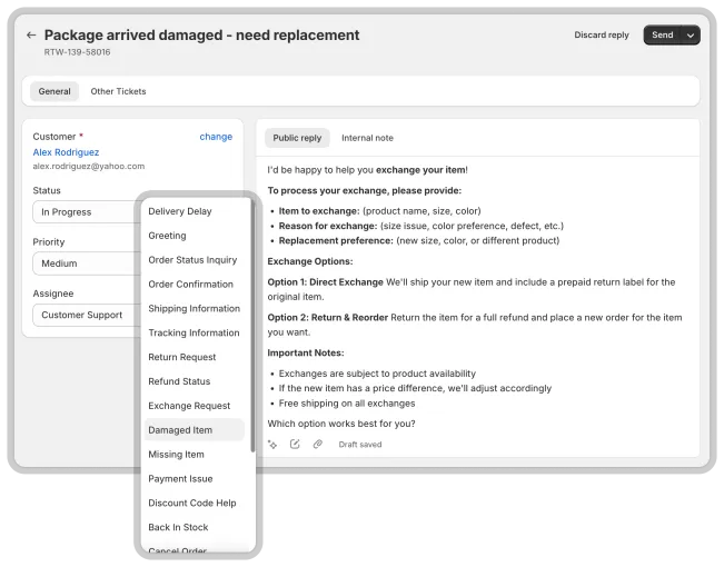 Quick Replies Helpdesk